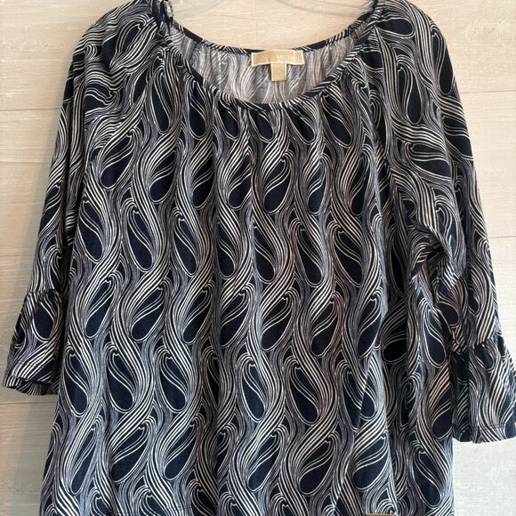 Michael Michael Kors Women's Long Sleeve Blouse Blue Pattern Size XL - Picture 1 of 5